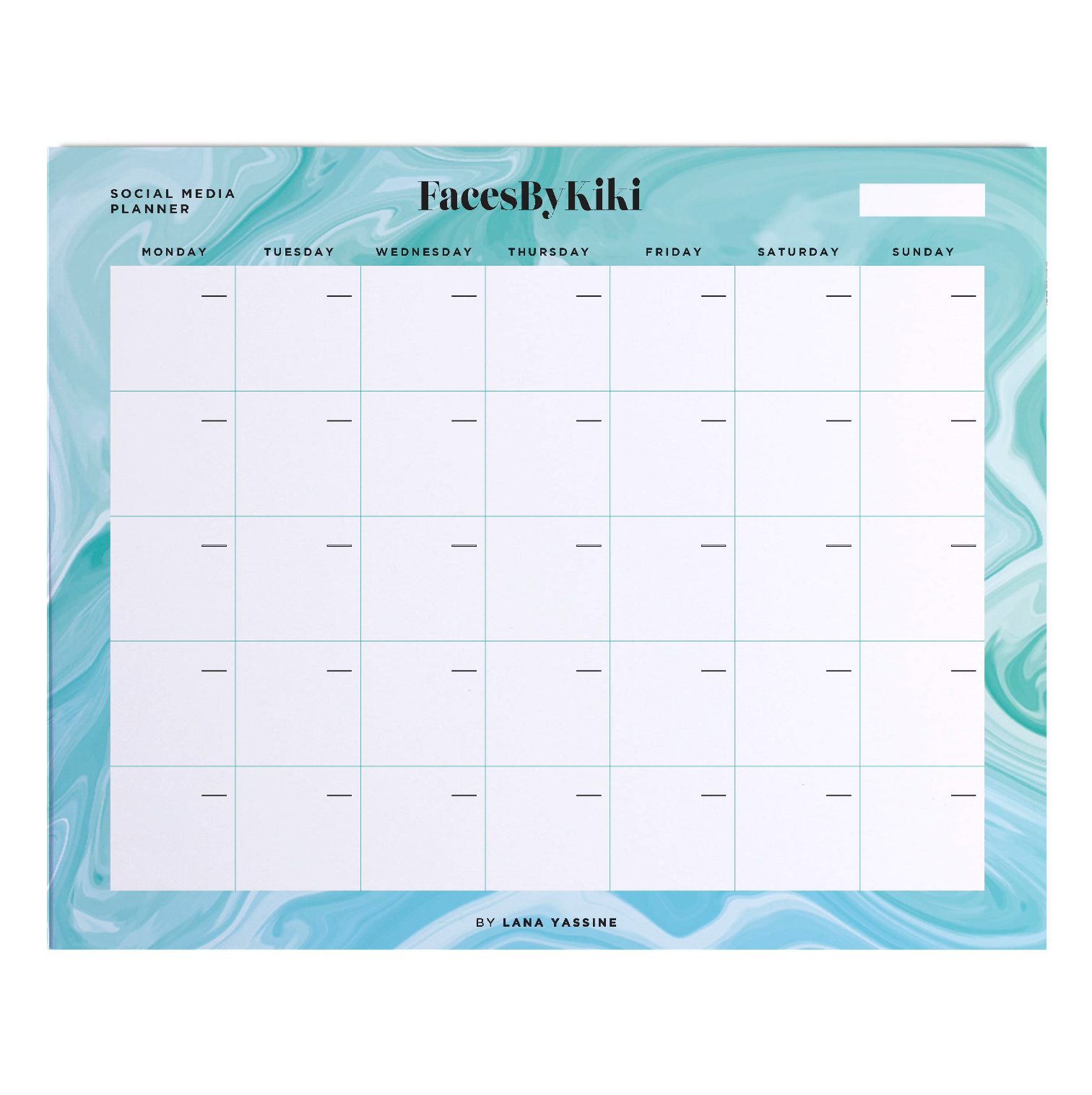 Turquoise Marble Social Media Desk Planner