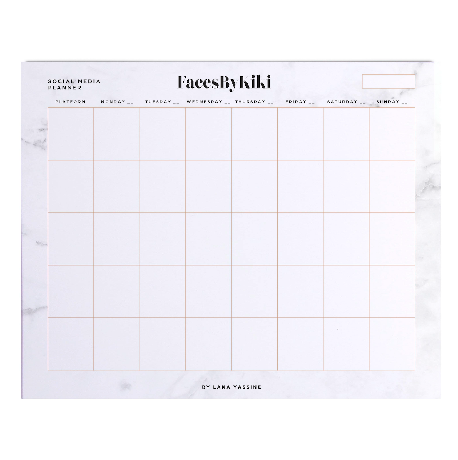 White Marble Social Media Desk Planner