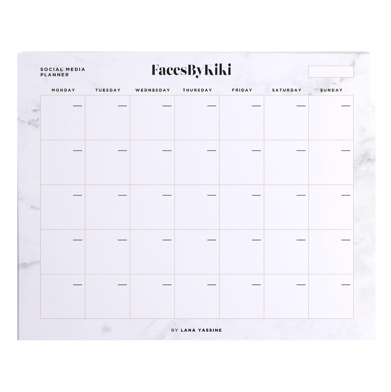 White Marble Social Media Desk Planner