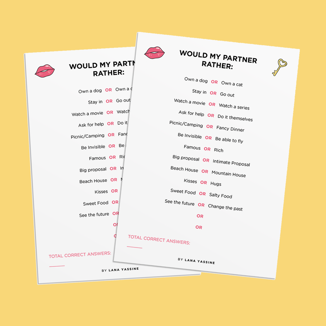 Would My Partner Rather Free Printable