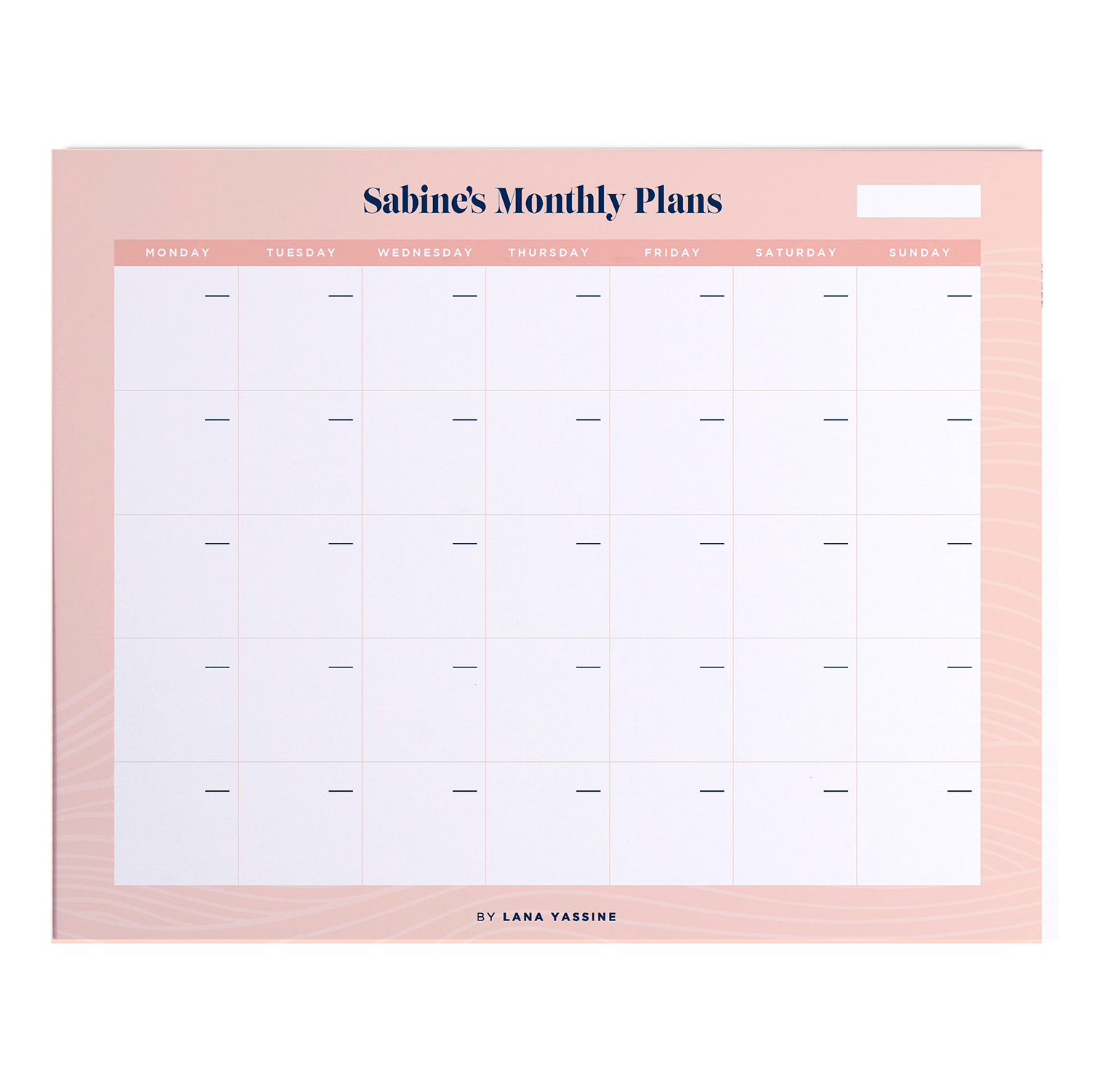 Pastel Monthly Desk Planner