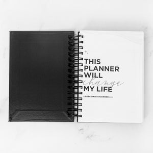 Any Quote Black Marble Foil Daily Planner