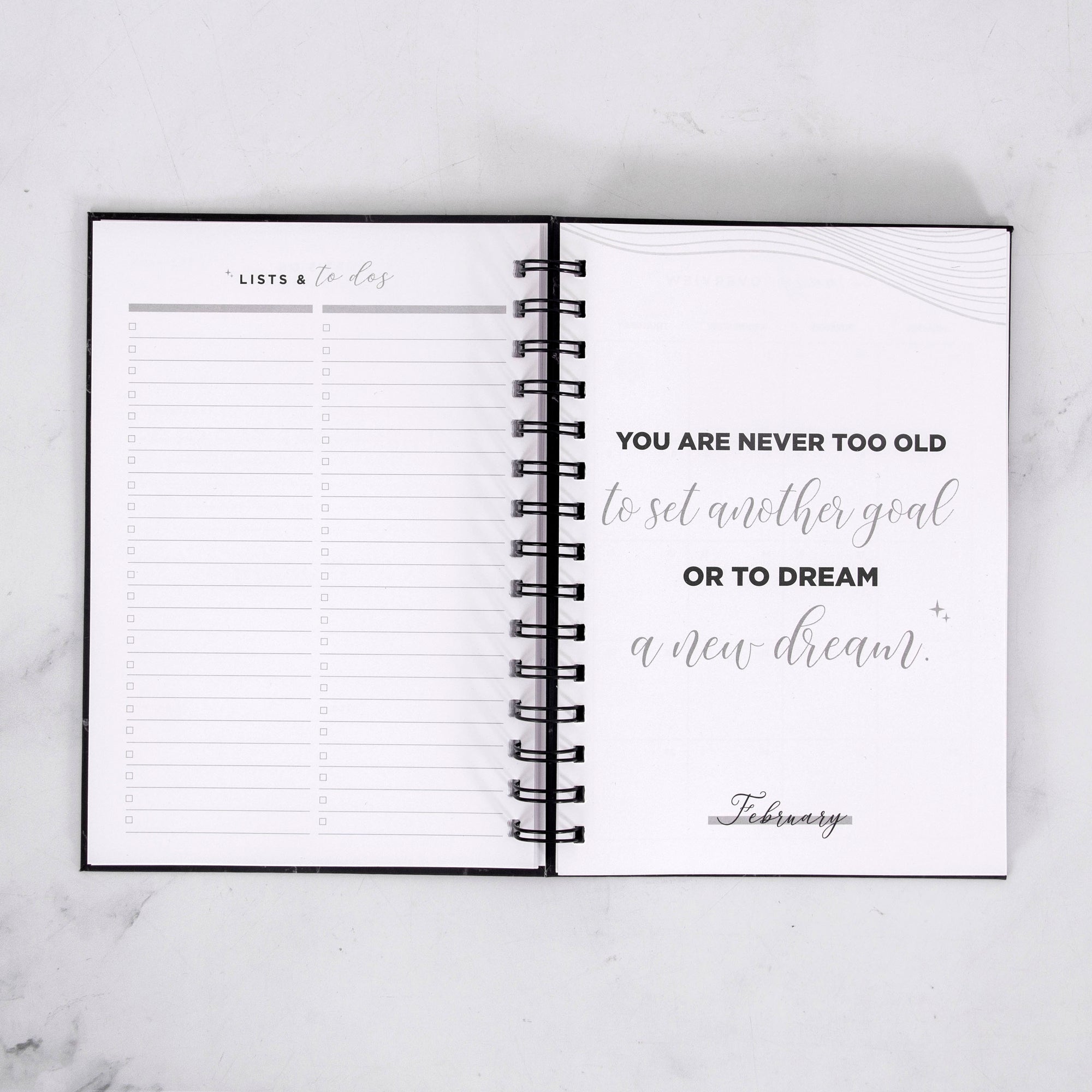 Any Quote Black Marble Foil Weekly Planner