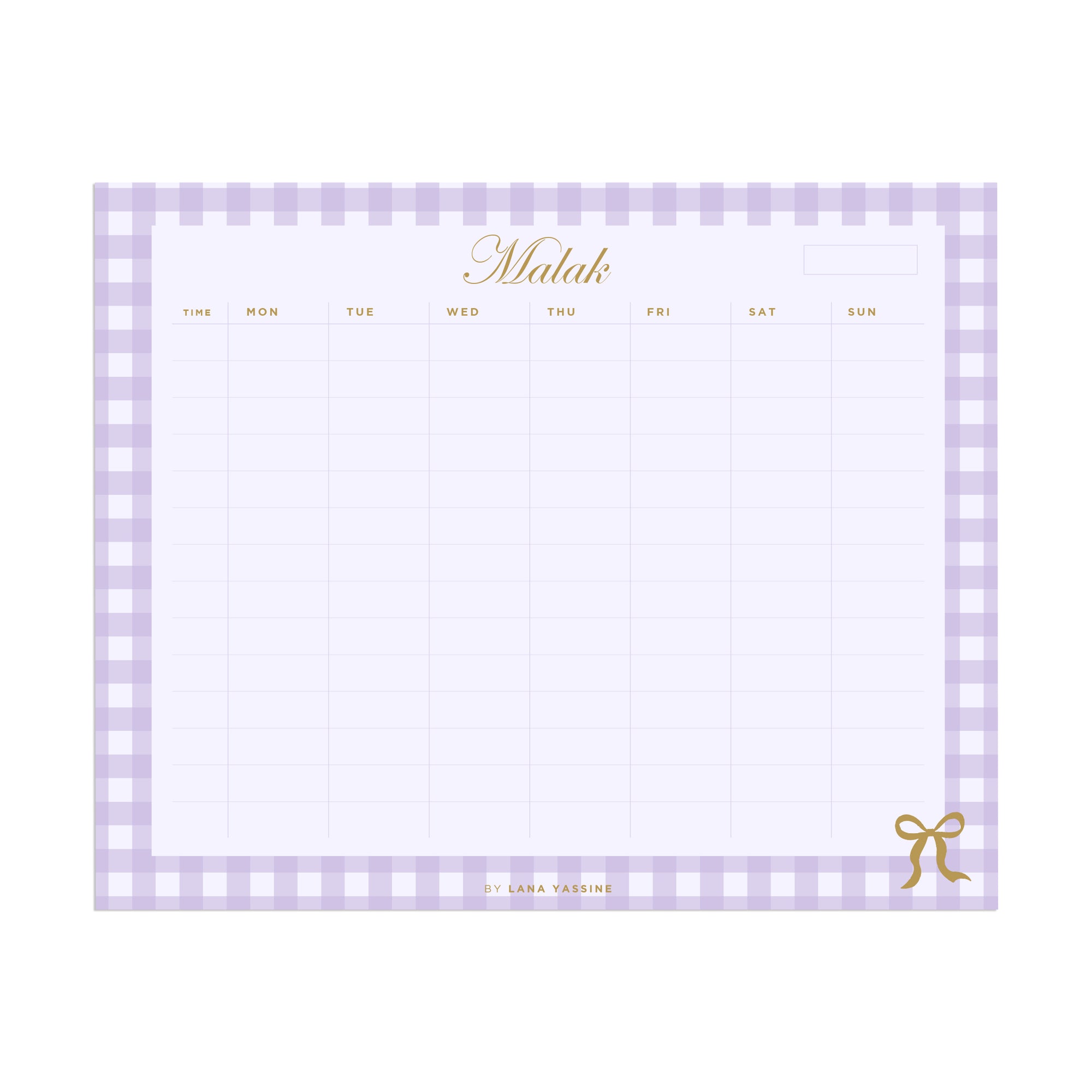 Gingham Time Blocks Weekly Desk Planner