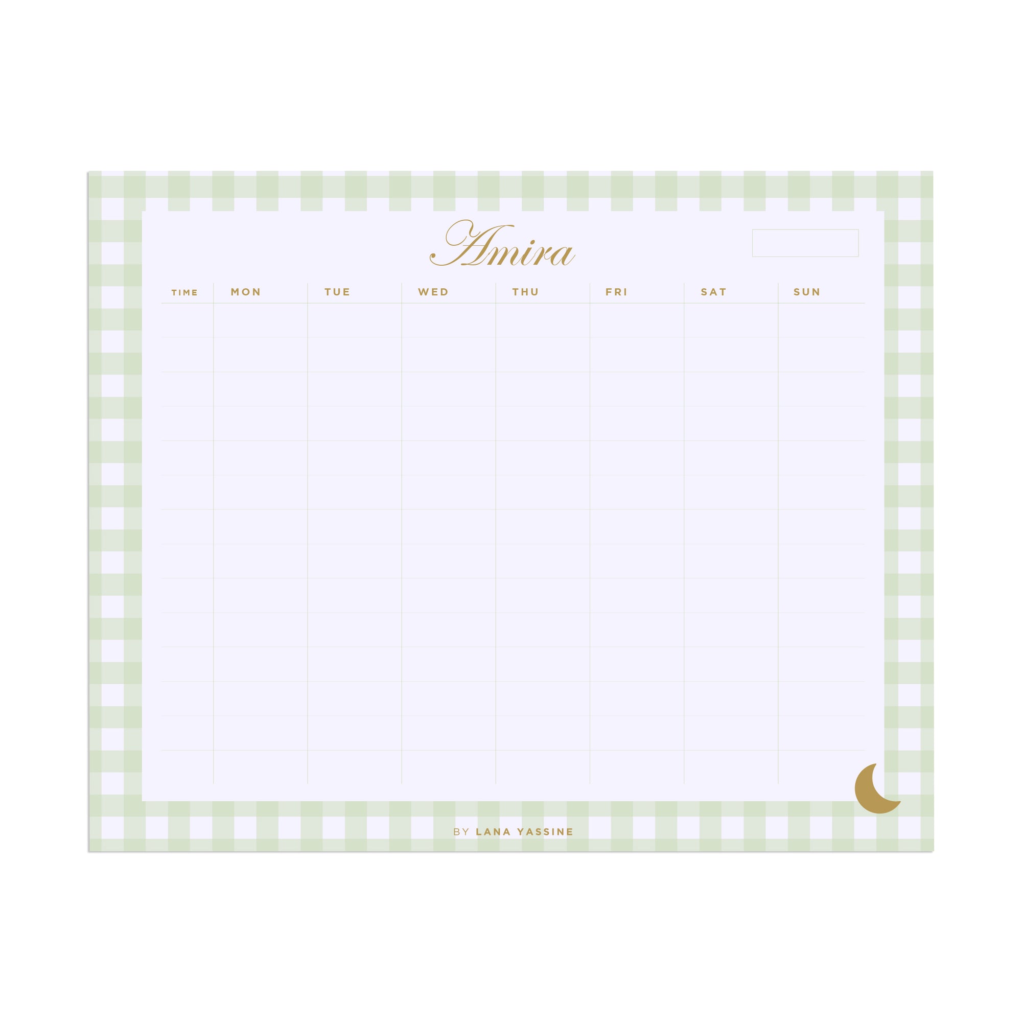 Gingham Time Blocks Weekly Desk Planner