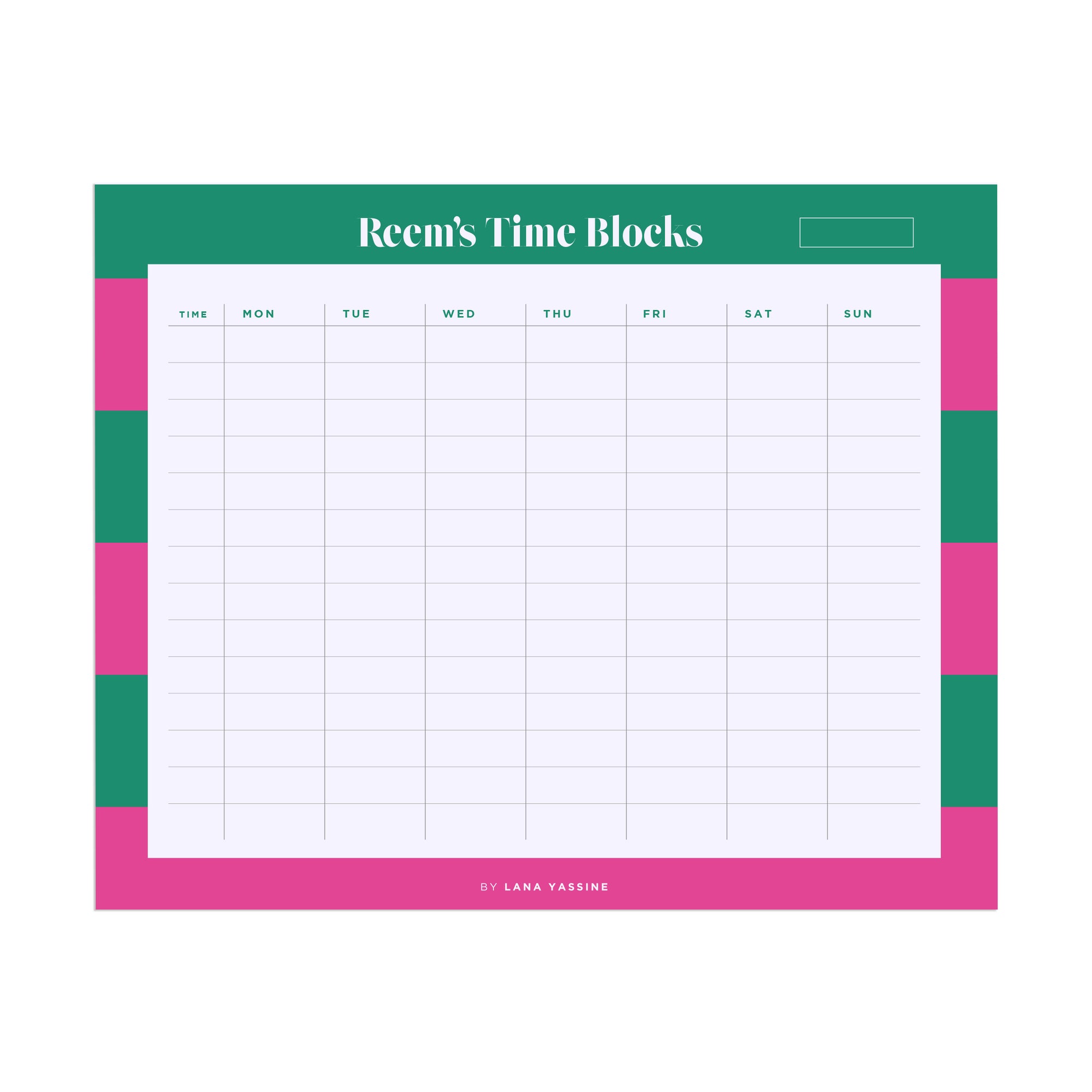 Jungle Pop Time Blocks Weekly Desk Planner