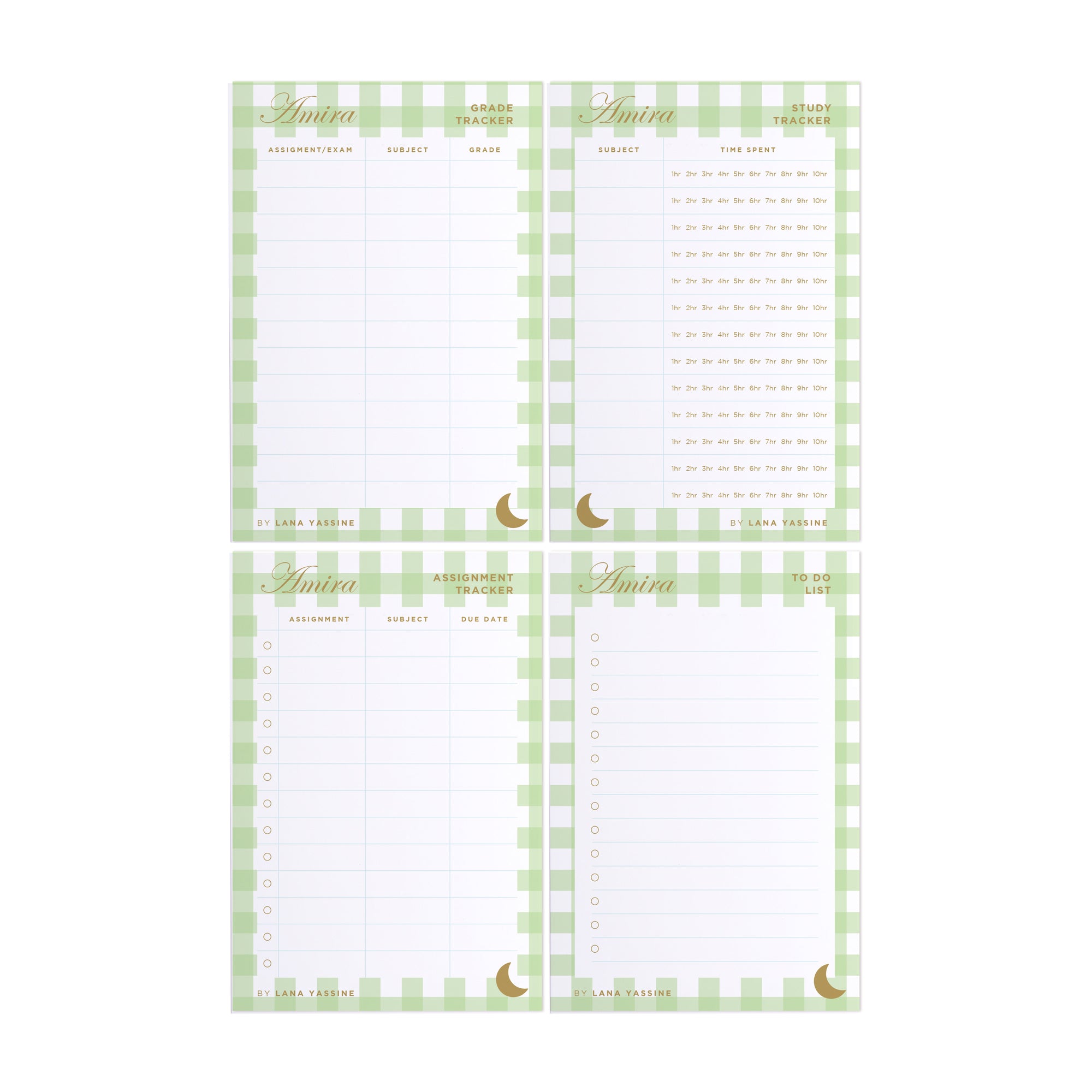 Gingham Student Study Desk Planner