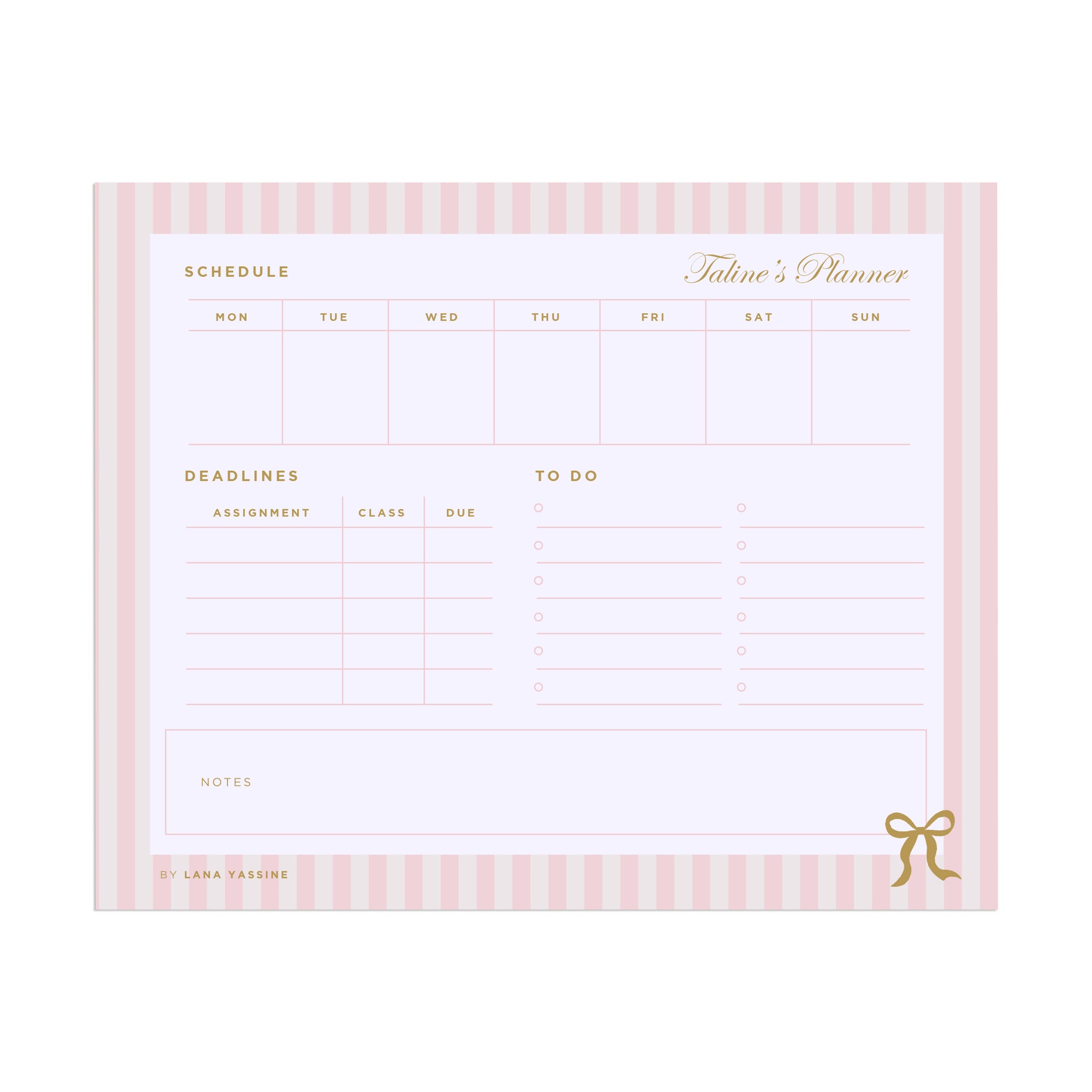 Upper East Side Compact Student Weekly Desk Planner