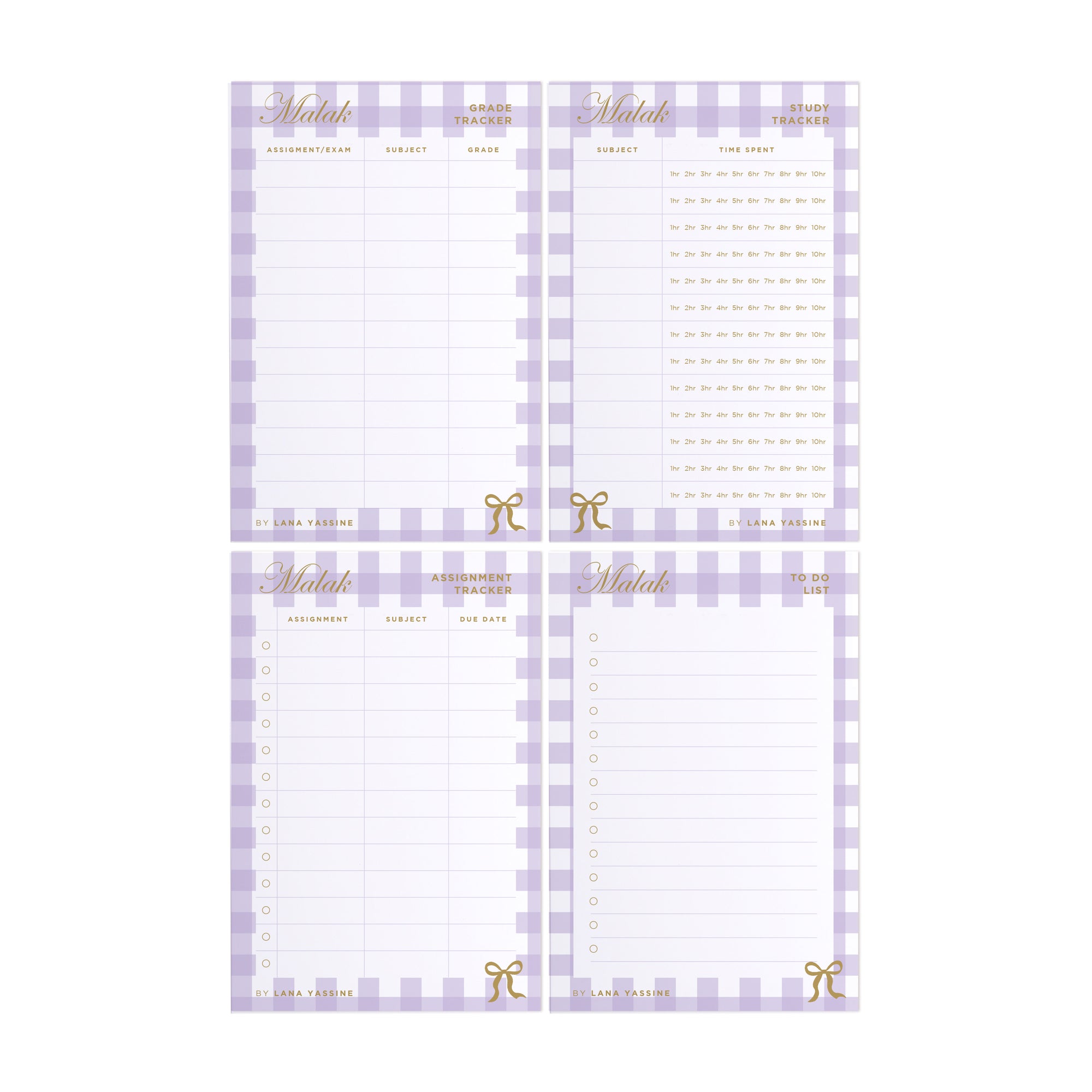 Gingham Student Study Desk Planner
