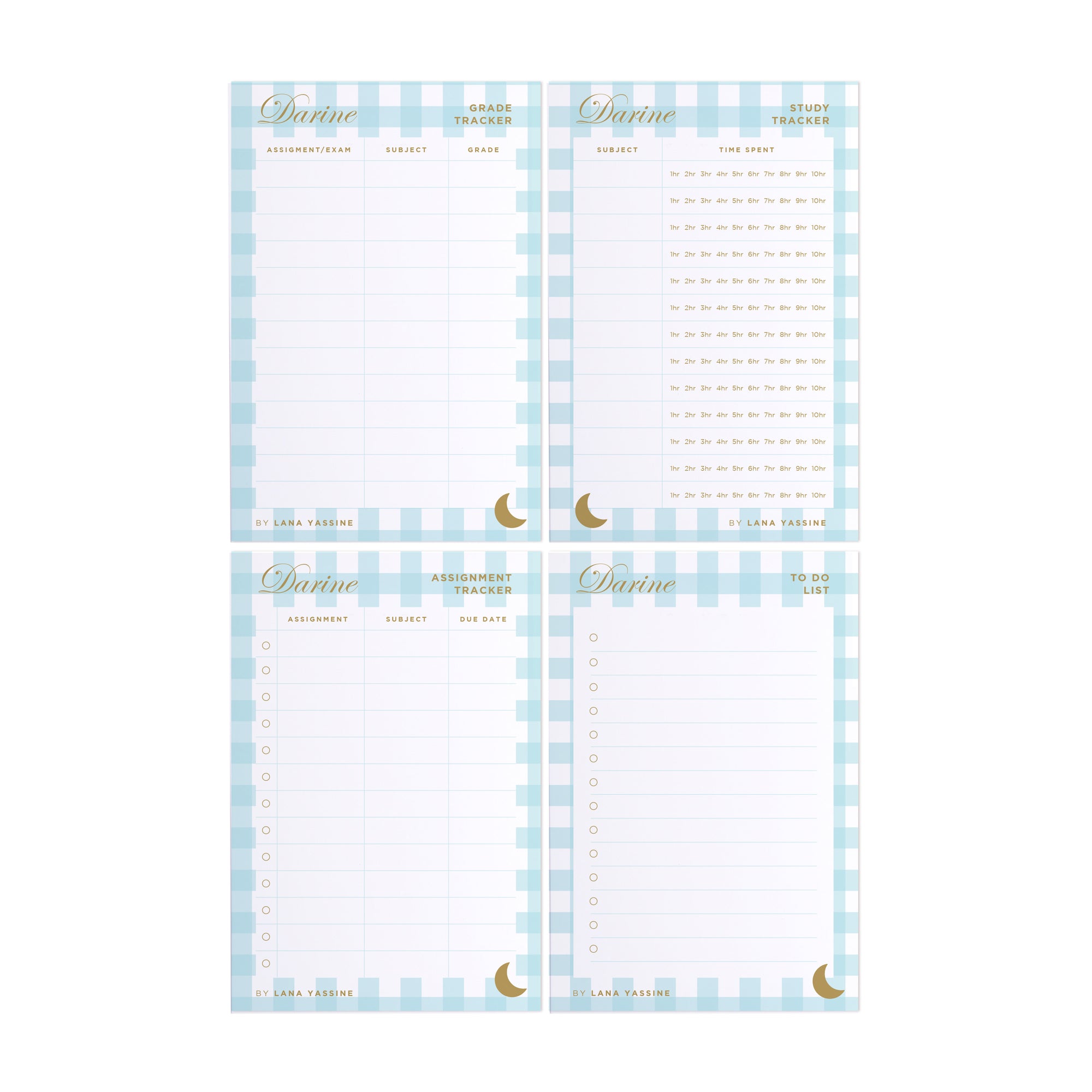 Gingham Student Study Desk Planner