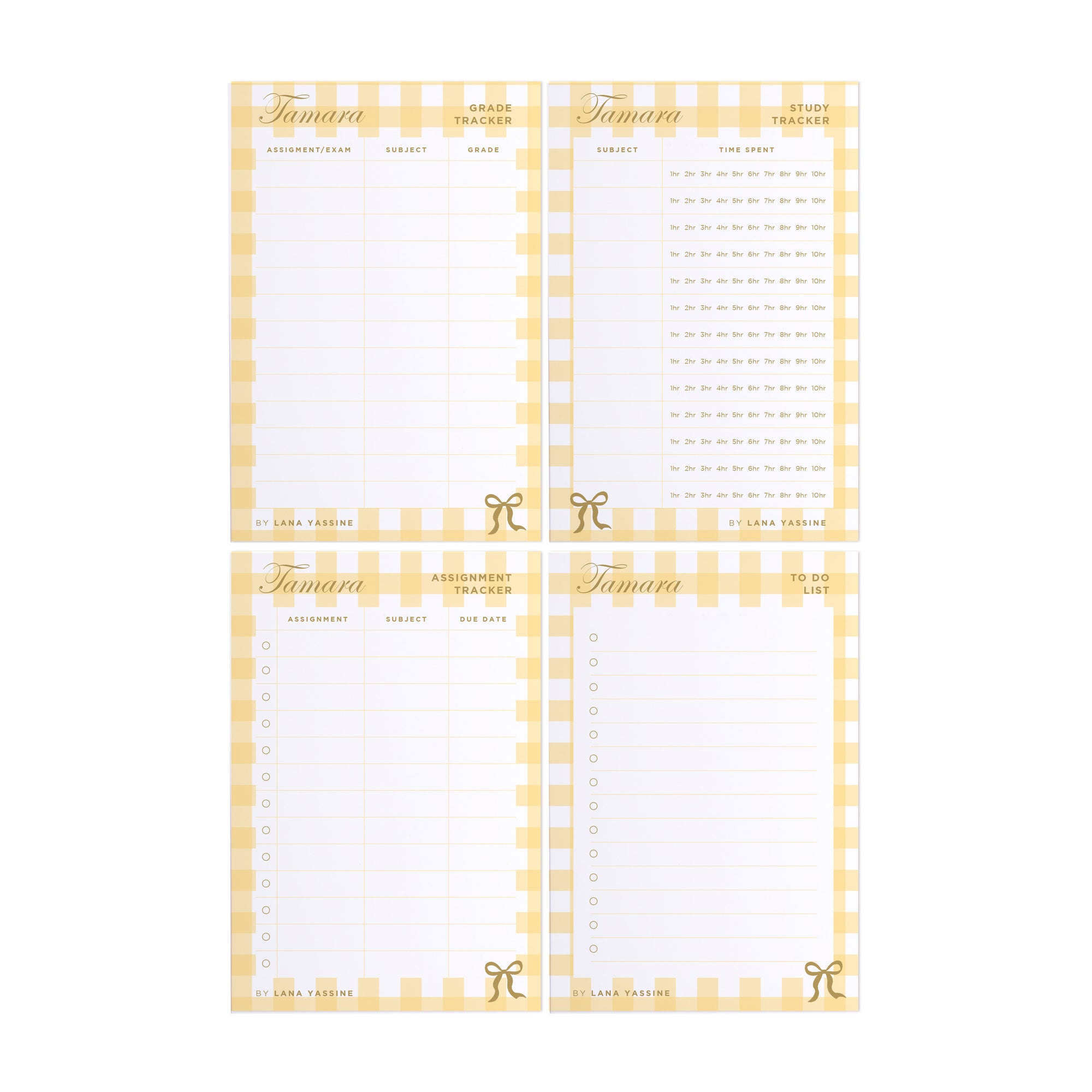Gingham Student Study Desk Planner