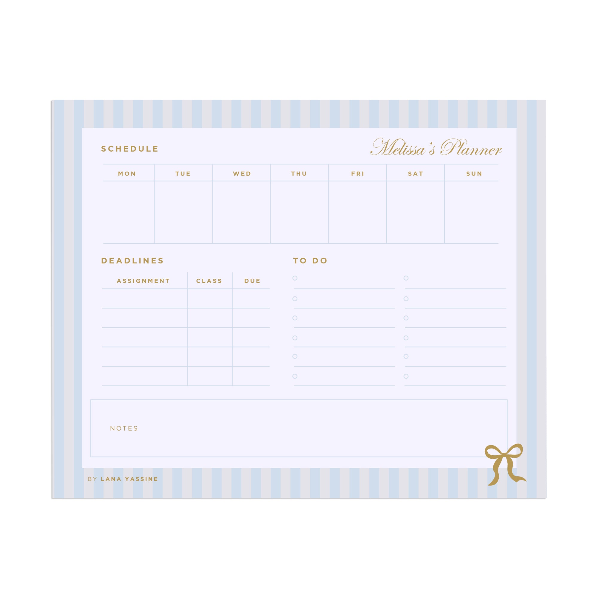 The Hamptons Compact Student Weekly Desk Planner