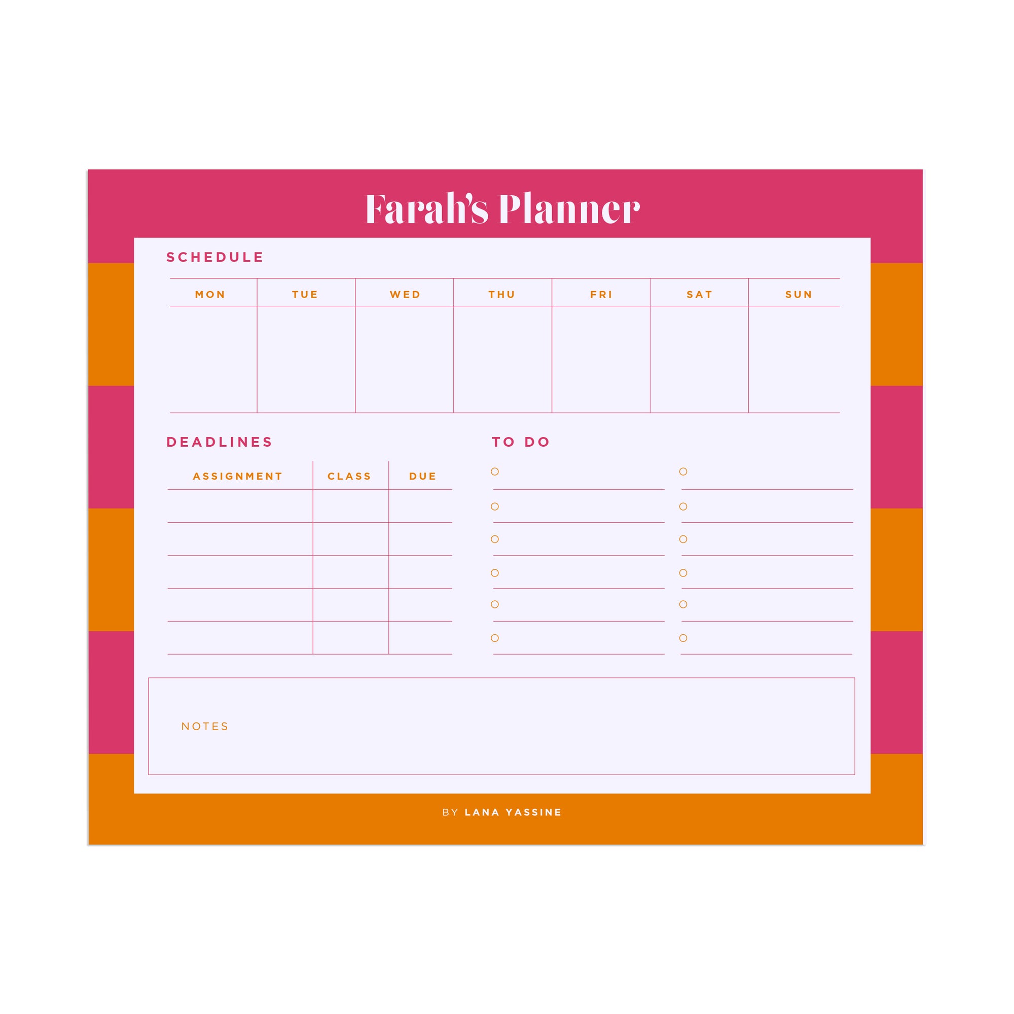 Tropical Sunset Compact Student Weekly Desk Planner