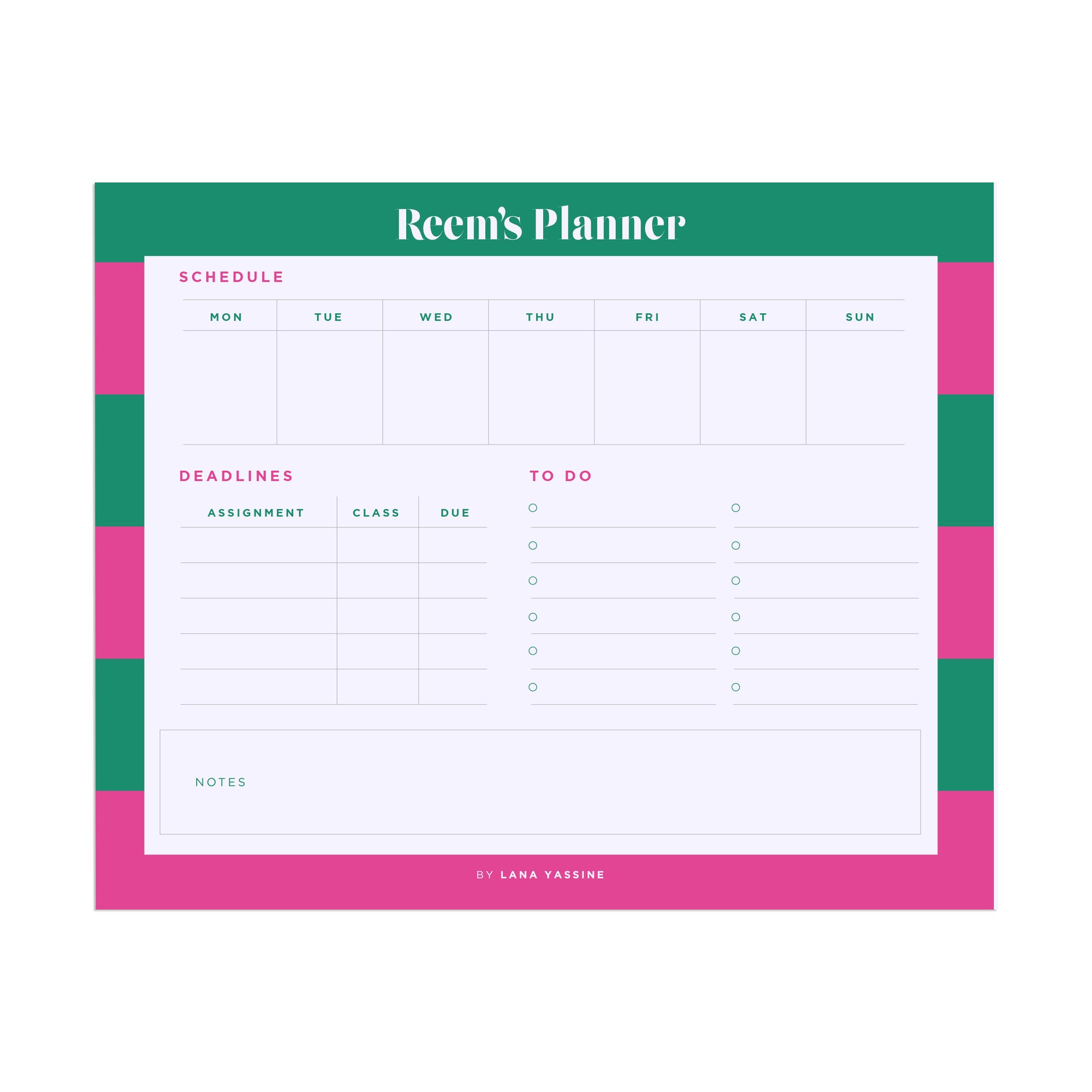 Jungle Pop Compact Student Weekly Desk Planner