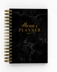 Any Name Black Marble Foil Daily Planner