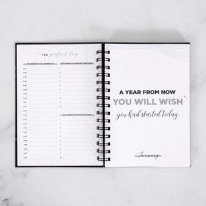 Any Quote Black Marble Foil Weekly Planner