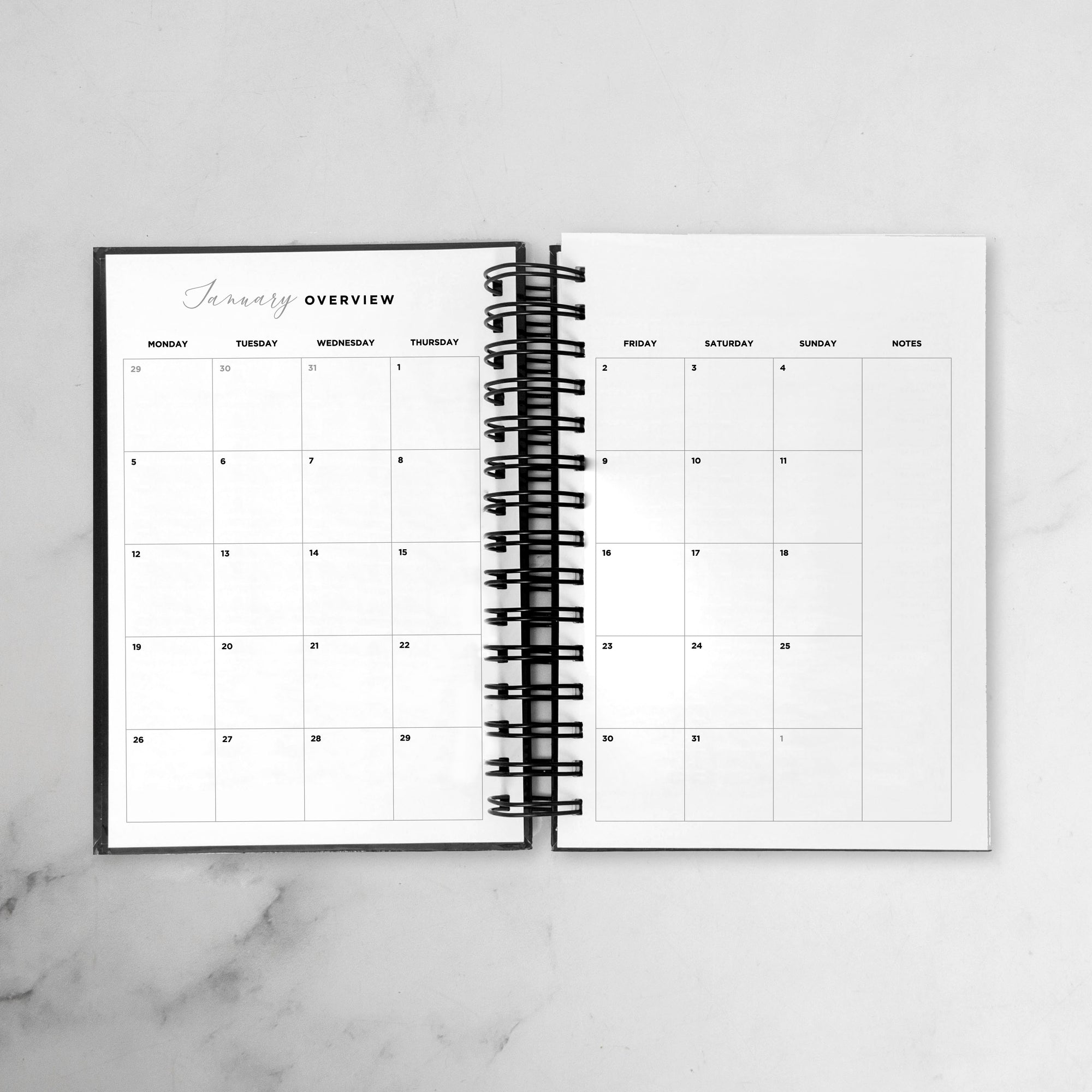 Any Quote White Marble Daily Planner