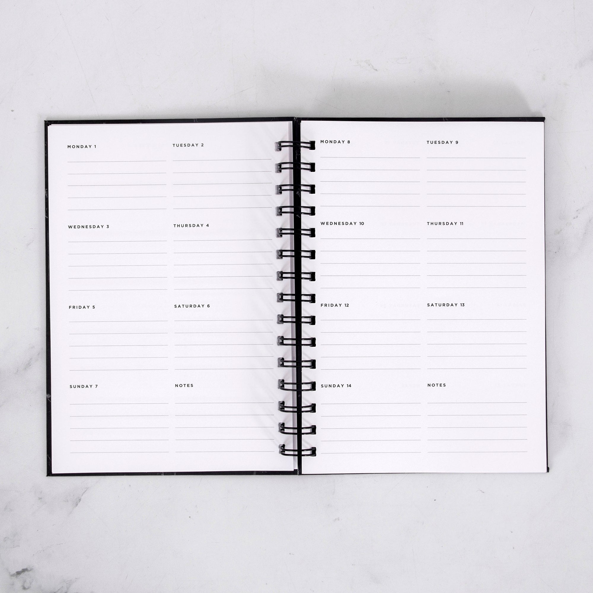 Any Quote Black Marble Foil Weekly Planner