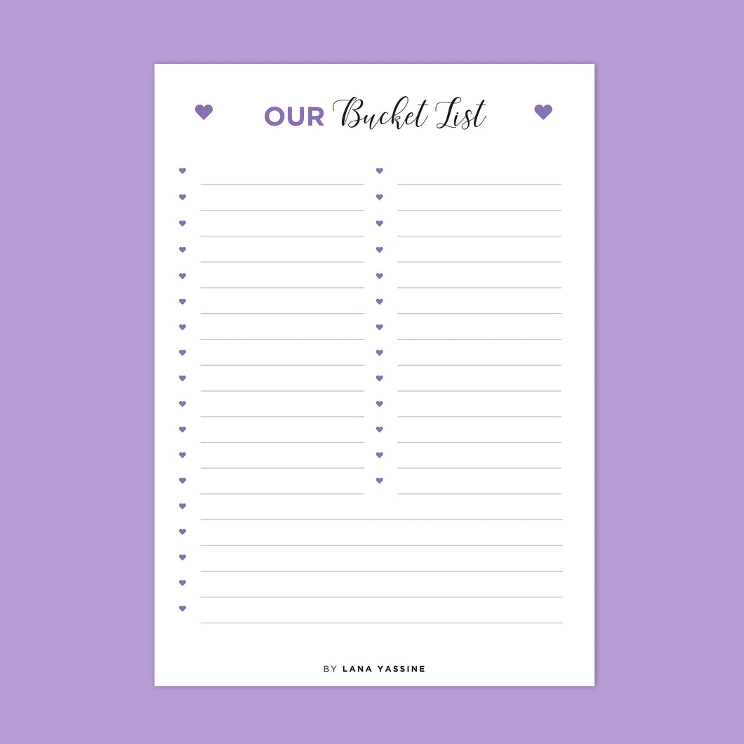 Bucket List Free Printable