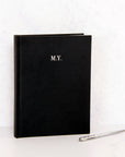 Initials Black Vegan Leather Lined Notebook