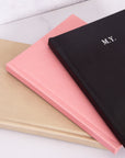 Initials Black Vegan Leather Lined Notebook