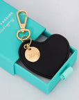 Black Vegan Leather Heart Keychain