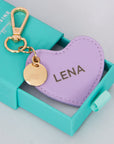 Purple Vegan Leather Heart Keychain