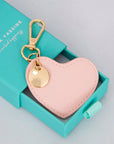 Pink Vegan Leather Heart Keychain