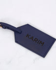 Navy Vegan Leather Luggage Tag