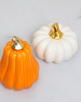 Tall Orange Pumpkin Ceramic Decor