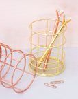 Round Wire Gold Pen Holder