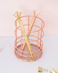 Round Wire Rose Gold Pen Holder