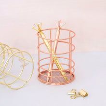 Load image into Gallery viewer, Round Wire Rose Gold Pen Holder
