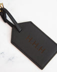 Black Vegan Leather Luggage Tag
