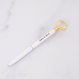 قلم أبيض وذهبي - شكل الماس