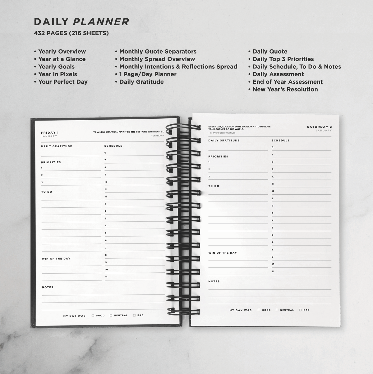 Daily Planner Vegan Leather Wrap