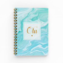 Load image into Gallery viewer, Turquoise Marble A6 Foil Lined Notebook
