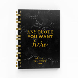 Any Quote Black Marble Foil Weekly Planner
