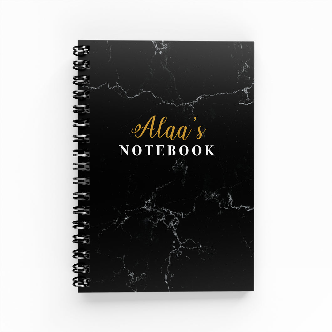 Black Marble Lined Notebook - By Lana Yassine