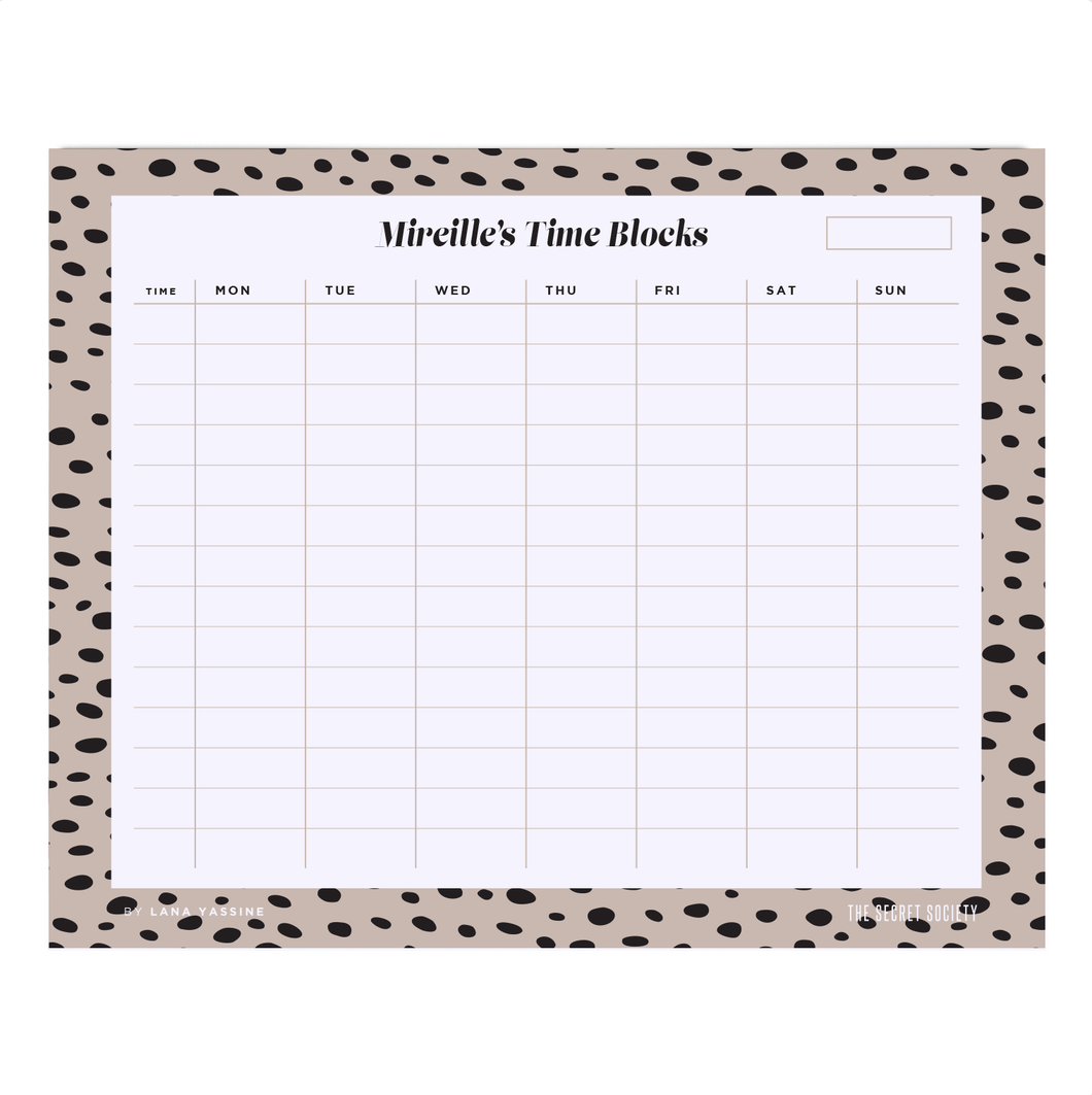 Not A Dalmatian Time Blocks Weekly Desk Planner | The Secret Society