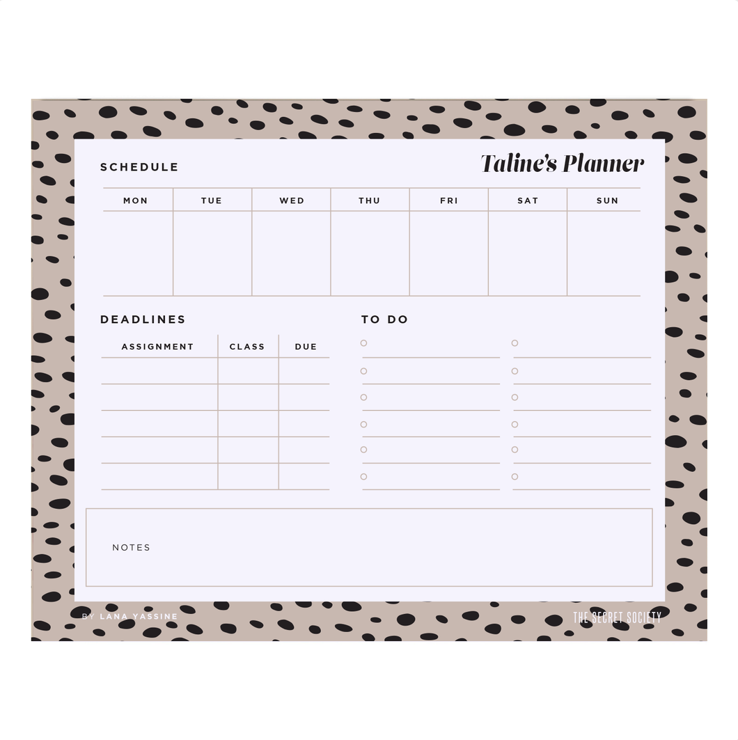 Not A Dalmatian Compact Student Weekly Desk Planner | The Secret Society