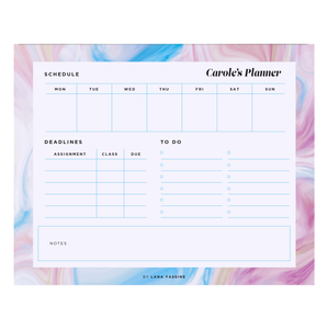 Blue & Purple Marble Compact Student Weekly Desk Planner