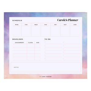 Pastel Clouds Compact Student Weekly Desk Planner