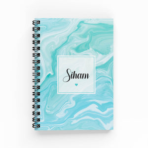 Turquoise Marble A6 Lined Notebook - By Lana Yassine