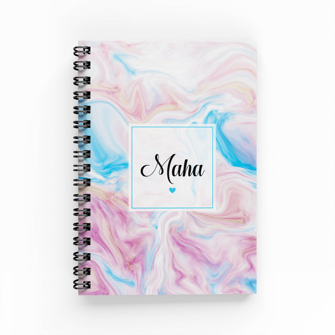 Blue & Purple Marble A6 Lined Notebook - By Lana Yassine