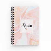 Load image into Gallery viewer, Orange Marble A6 Lined Notebook - By Lana Yassine
