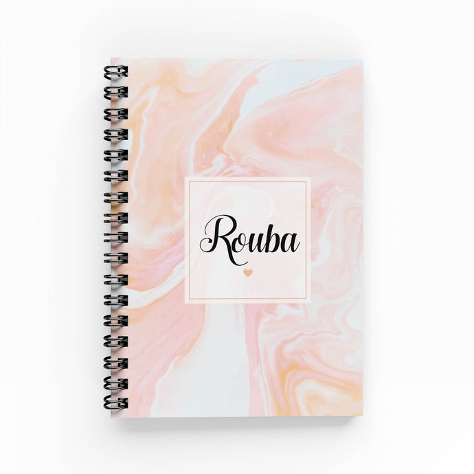 Orange Marble A6 Lined Notebook - By Lana Yassine