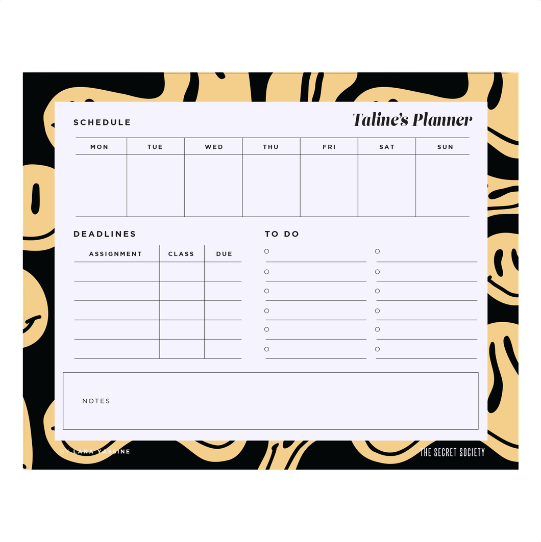 Smiley Compact Student Weekly Desk Planner | The Secret Society