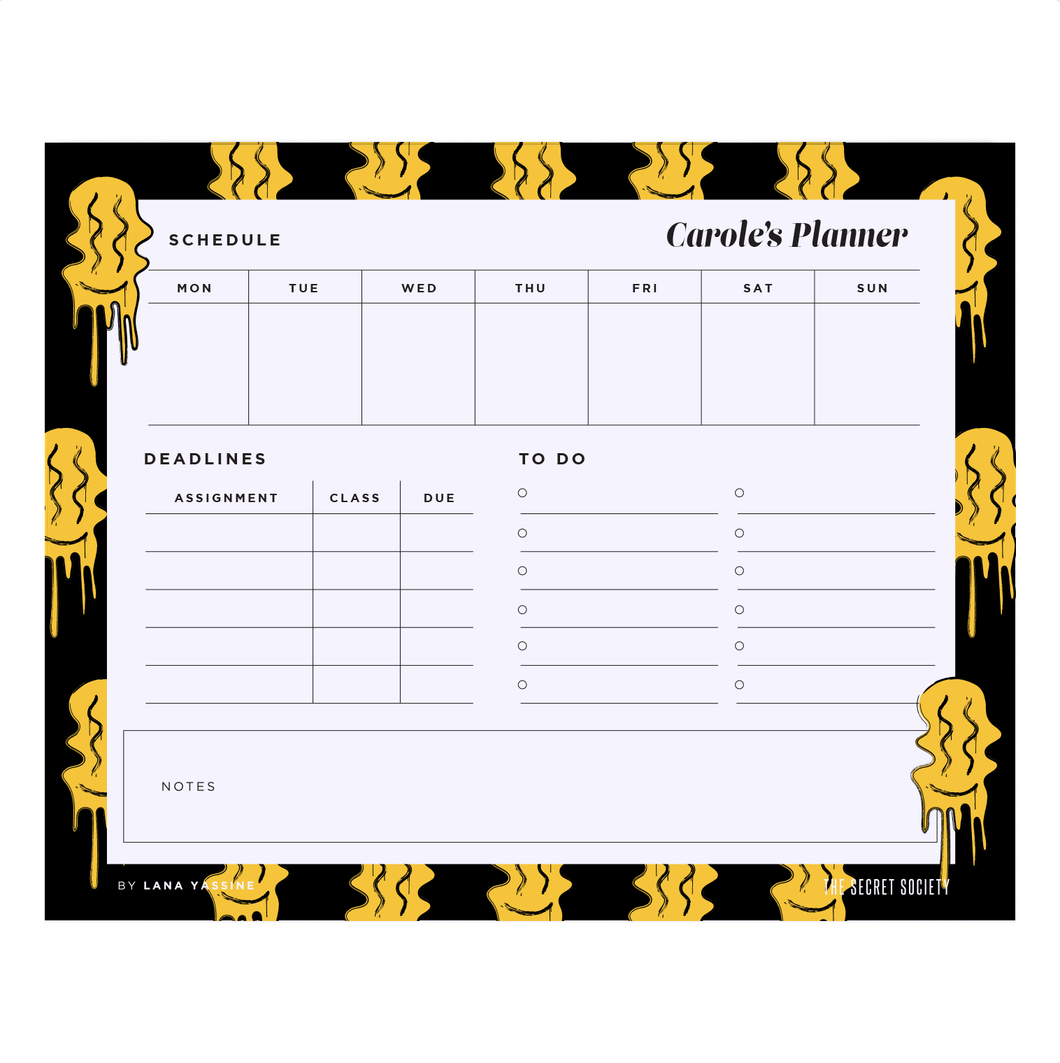 Keep Smiling Compact Student Weekly Desk Planner | The Secret Society