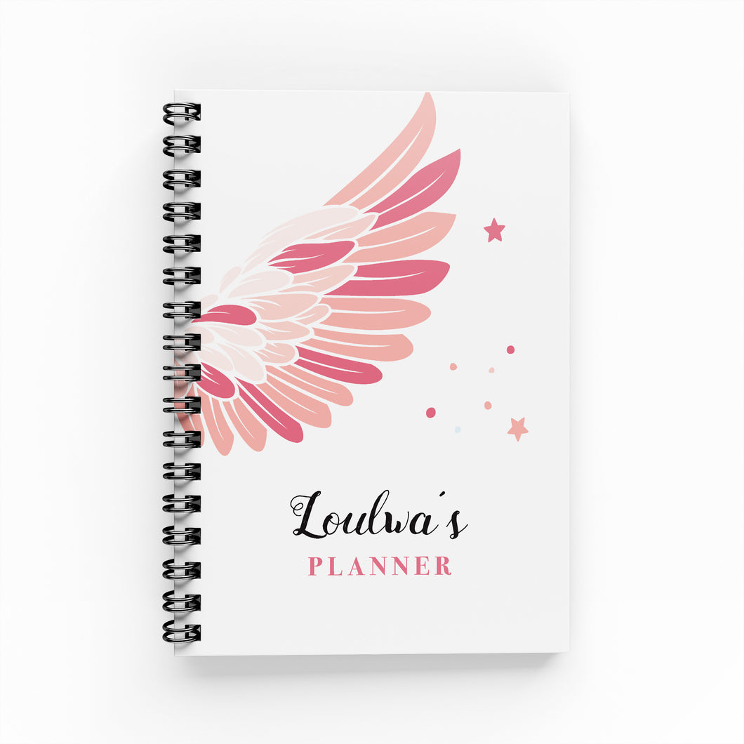 Pink Wings Themed Lined Notebook - By Lana Yassine